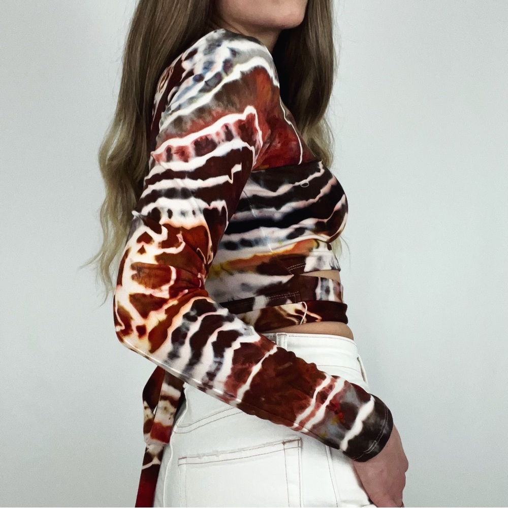 NEW Hand-Dyed Geode Tie-Detail Crop Top | Size S - Picture 6 of 11